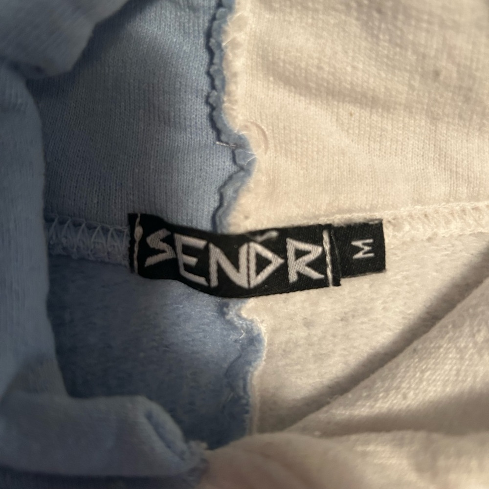 Half white half blue hoodie